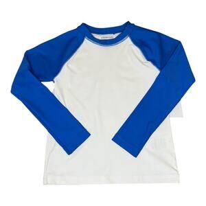 NEW Crewcuts Boys’ XS Blue & Ivory Kids' baseball rash guard with UPF‎ 50+ NWT